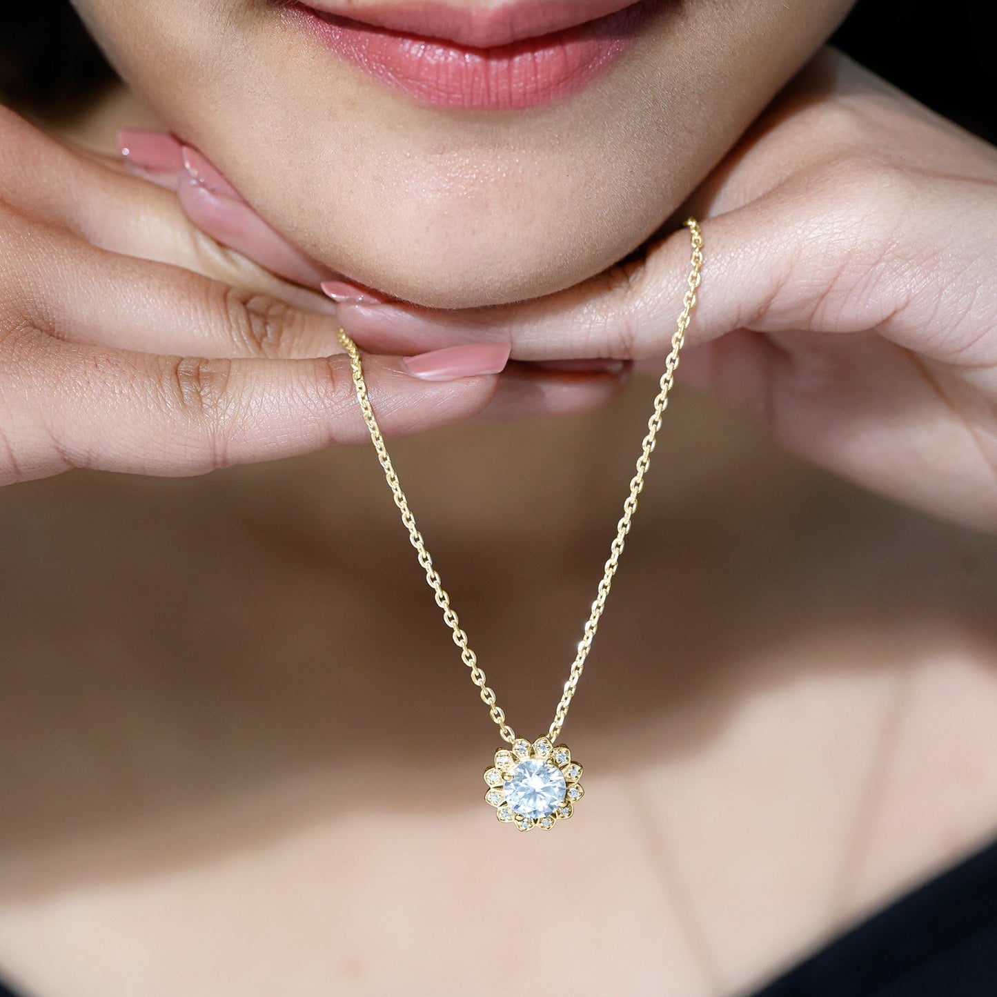 Certified 8 MM Lab Grown Diamond Cocktail Necklace For Women