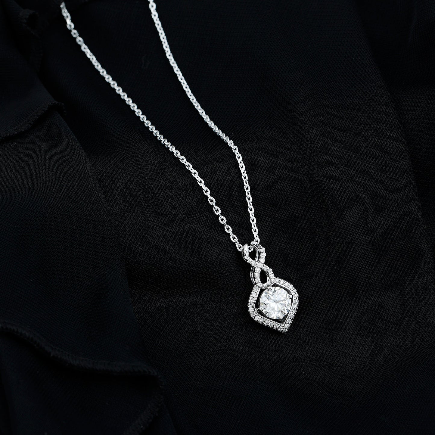 8 MM Round Lab Grown Diamond Infinity Loop Necklace