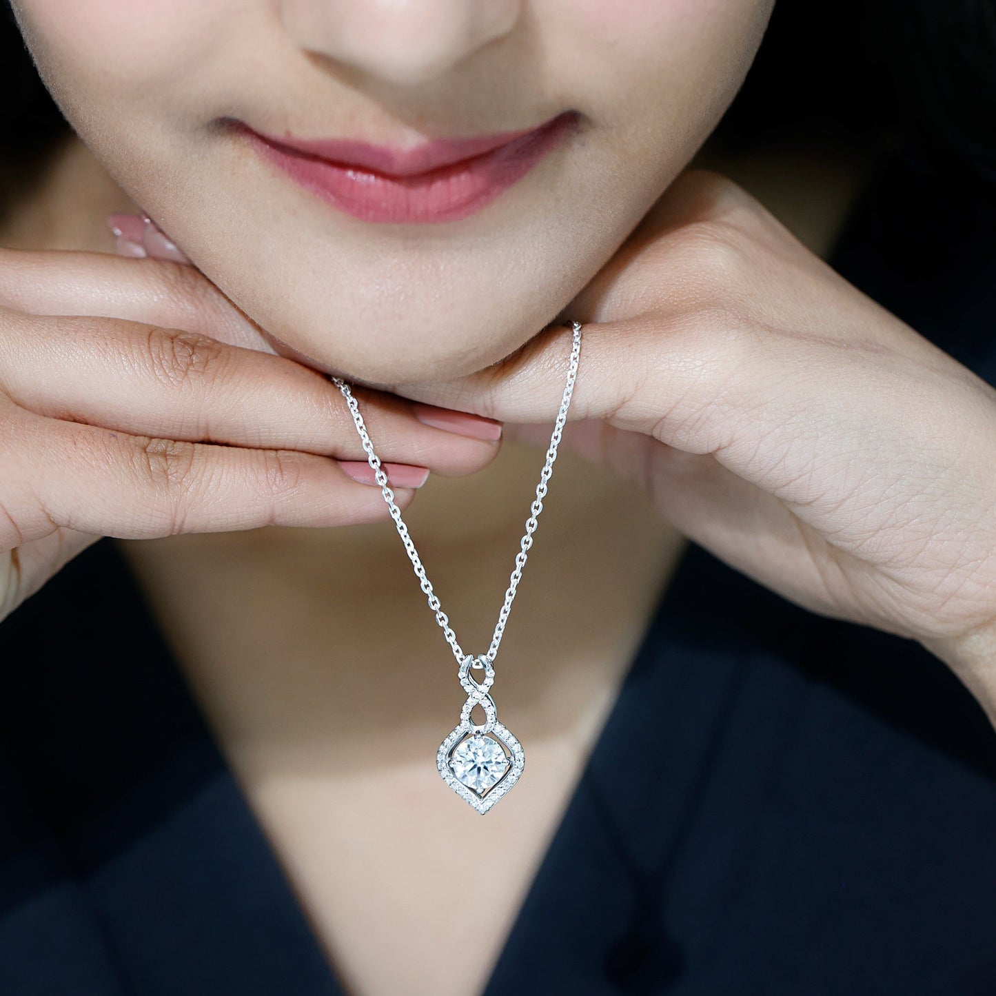8 MM Round Lab Grown Diamond Infinity Loop Necklace