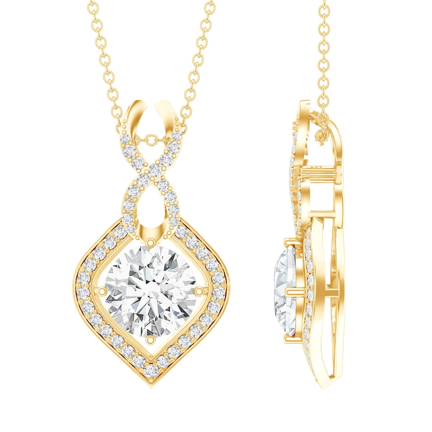 8 MM Round Lab Grown Diamond Infinity Loop Necklace