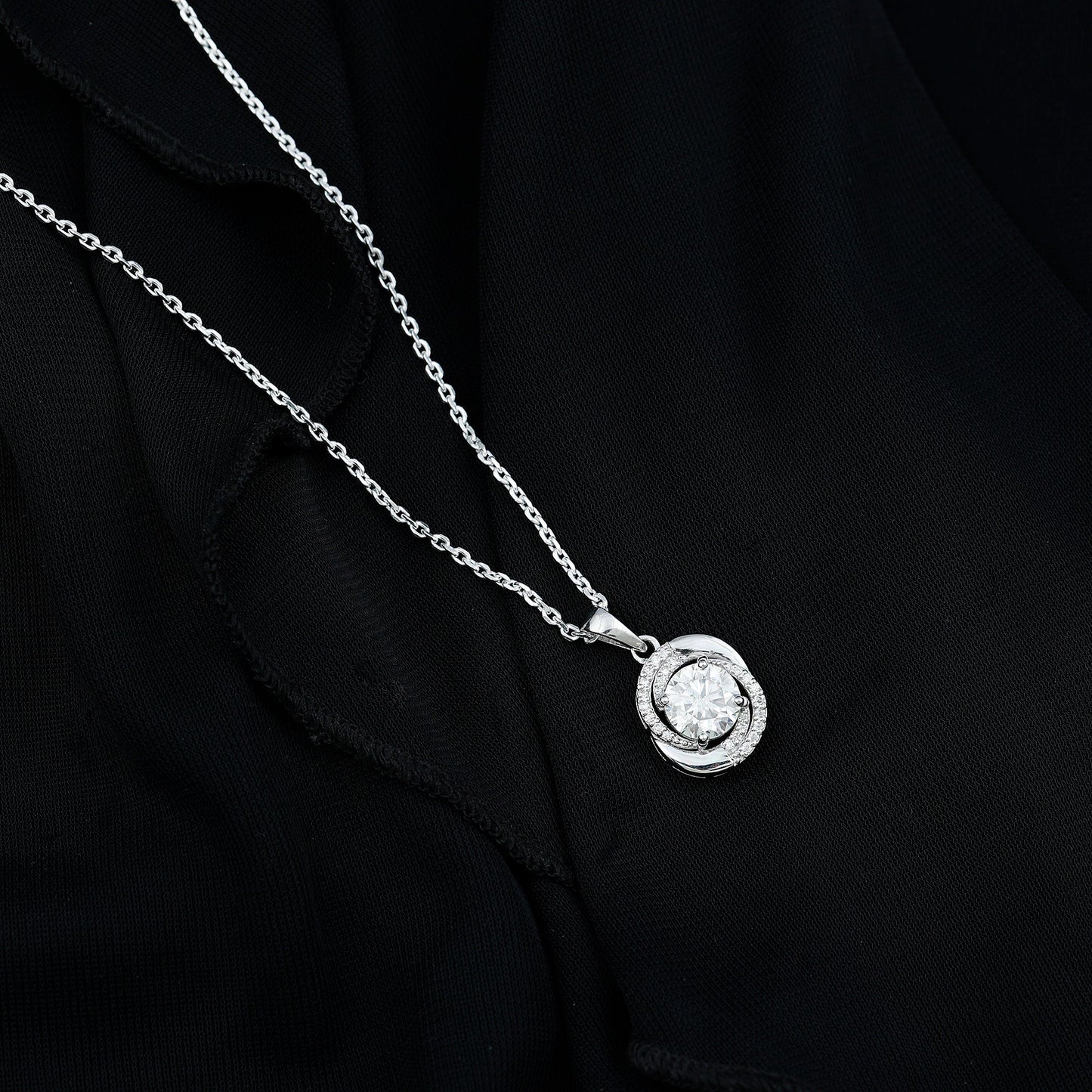 Prong Set 8 MM Round Lab Grown Diamond Swirl Pendant Necklace