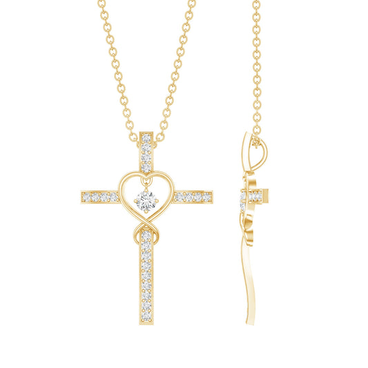 Certified Lab Grown Diamond Cross Heart Necklace