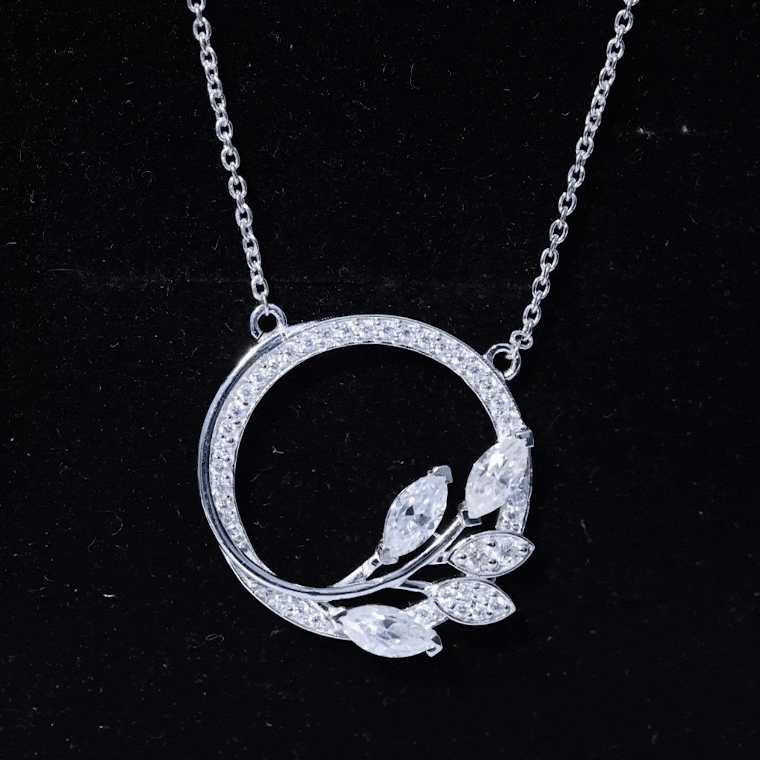 1 CT Marquise and Round Cut Moissanite Leaf Eternity Necklace