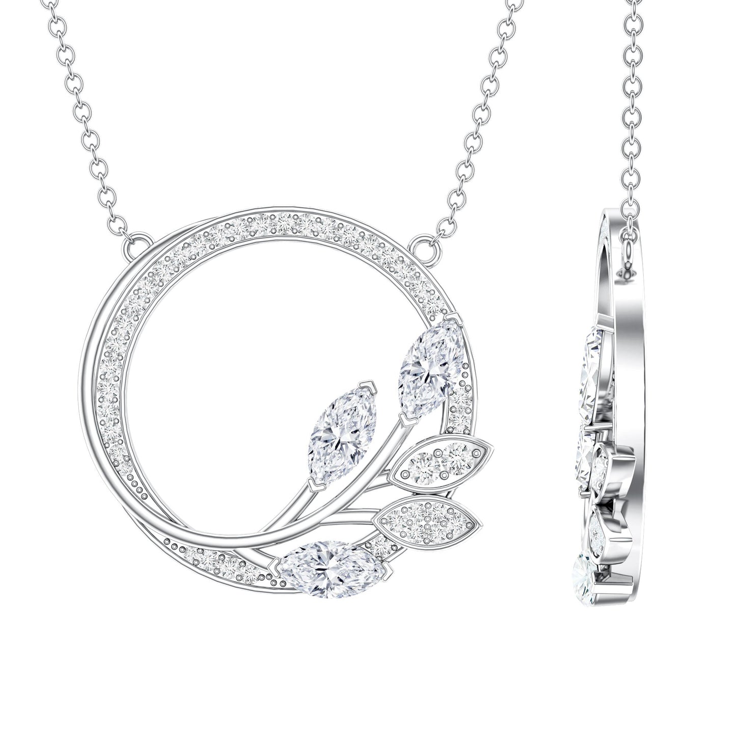 1 CT Marquise and Round Cut Moissanite Leaf Eternity Necklace