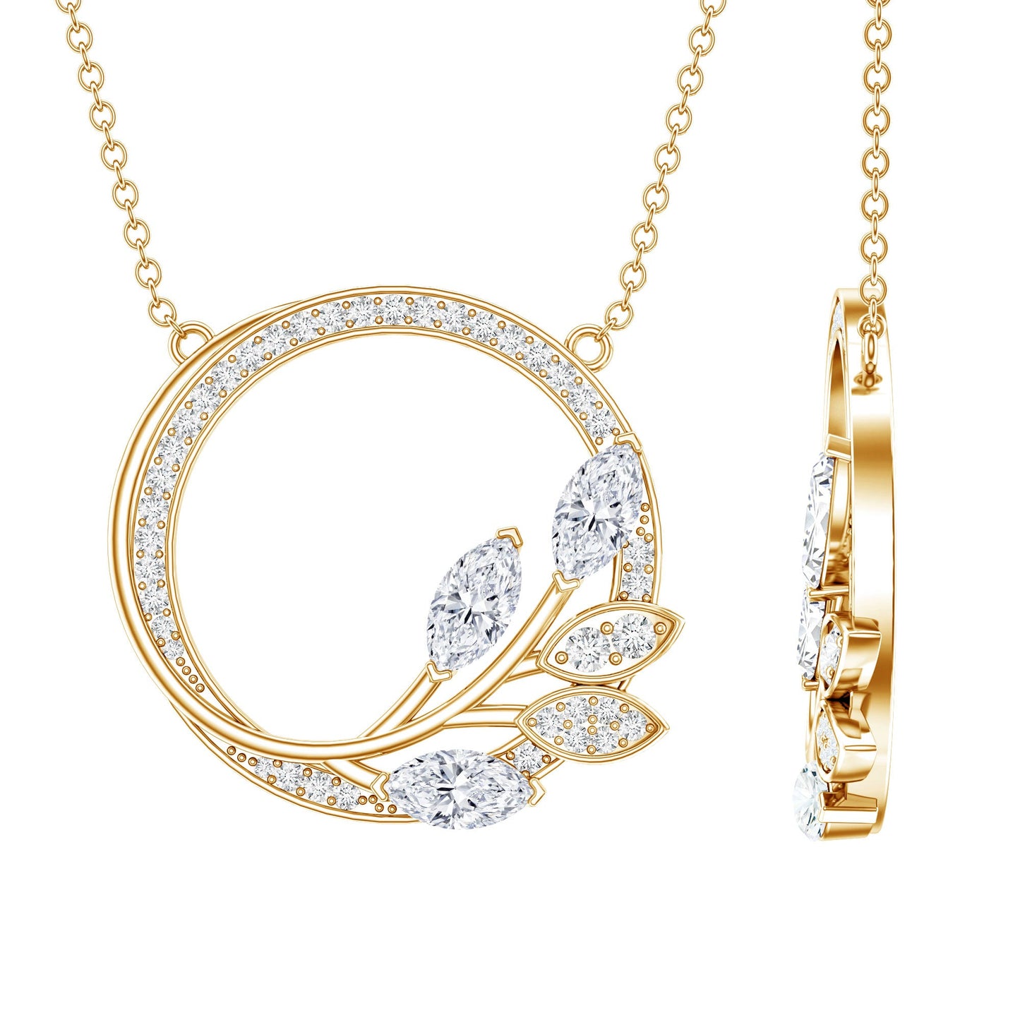 1 CT Marquise and Round Cut Moissanite Leaf Eternity Necklace