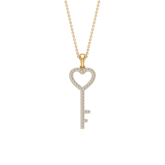 Simple Cubic Zirconia Heart Key Necklace