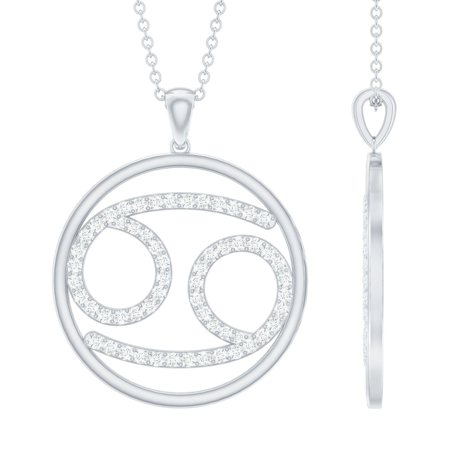 Certified Moissanite Cancer Zodiac Sign Necklace