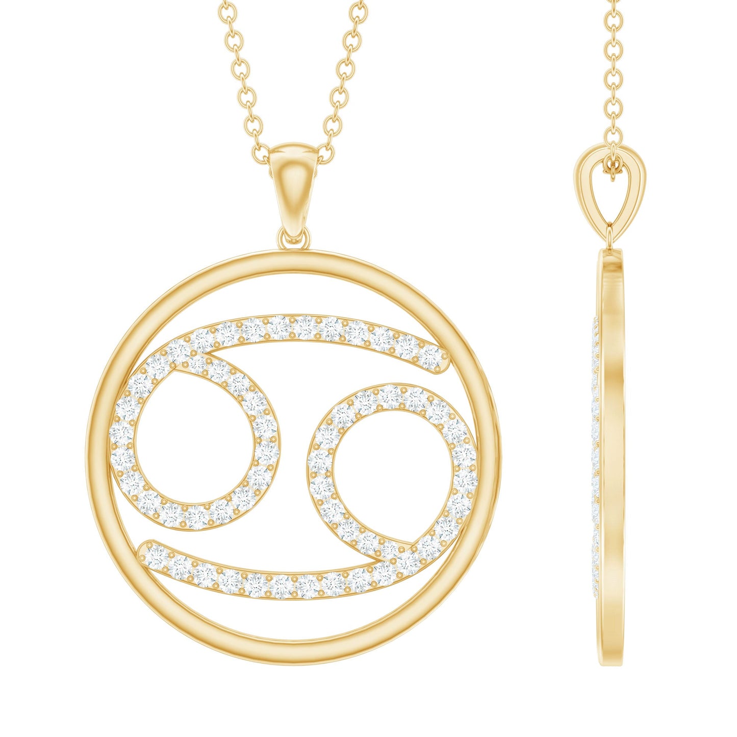 Certified Moissanite Cancer Zodiac Sign Necklace