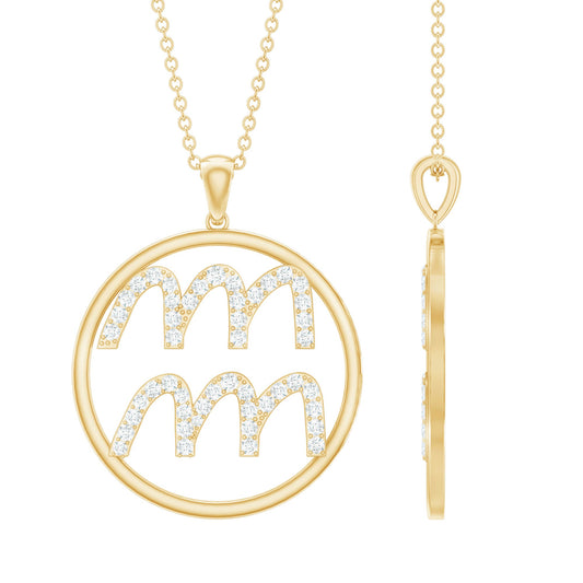 Certified Moissanite Zodiac Aquarius Pendant Necklace