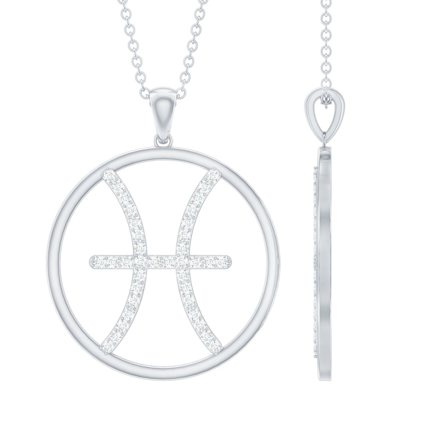 Certified Moissanite Pisces Zodiac Sign Pendant Necklace