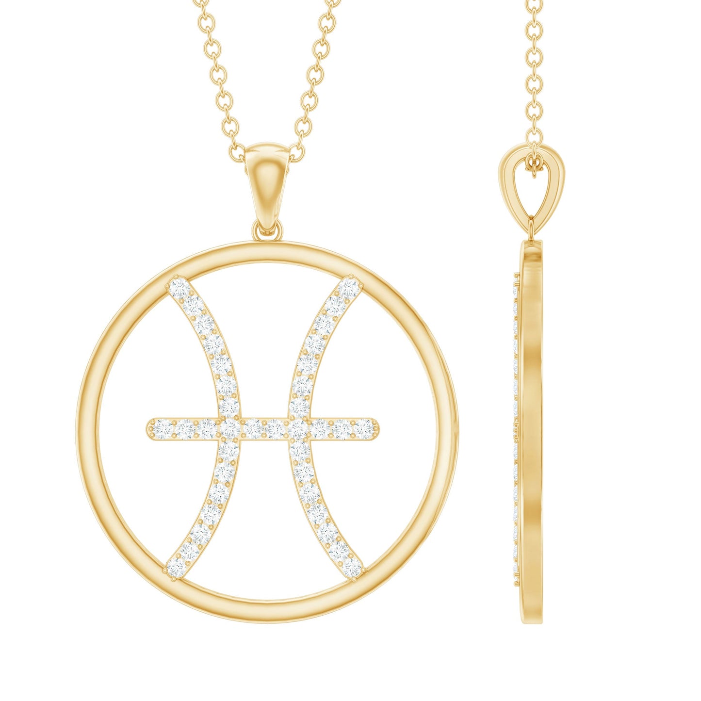 Certified Moissanite Pisces Zodiac Sign Pendant Necklace