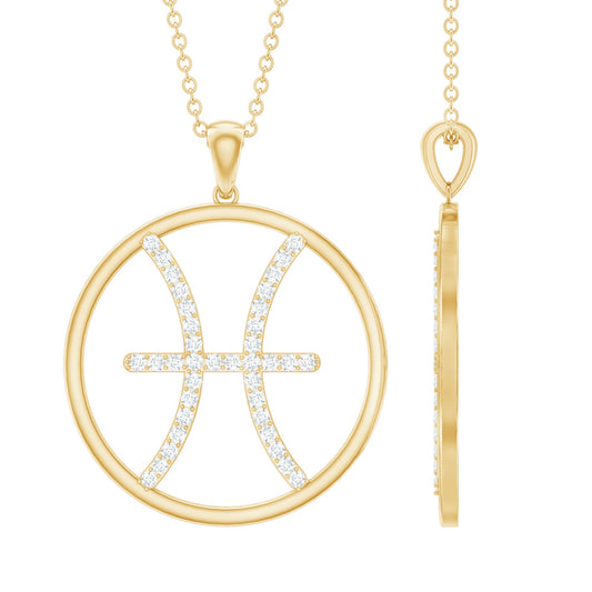 Certified Moissanite Pisces Zodiac Sign Pendant Necklace