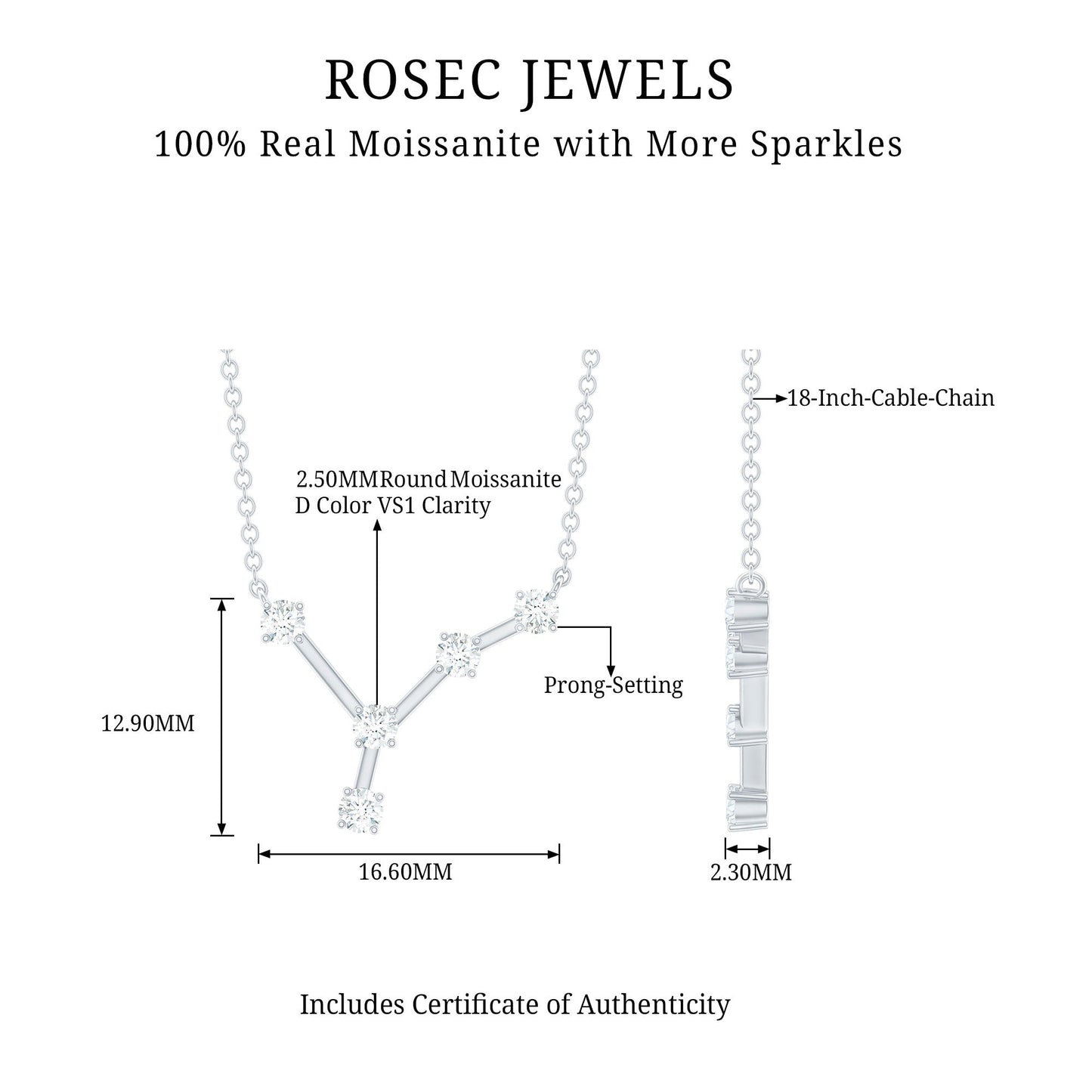 Moissanite Cancer Zodiac Constellation Necklace
