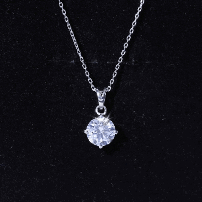 2 Carat Round Cubic Zirconia Solitaire Pendant Necklace