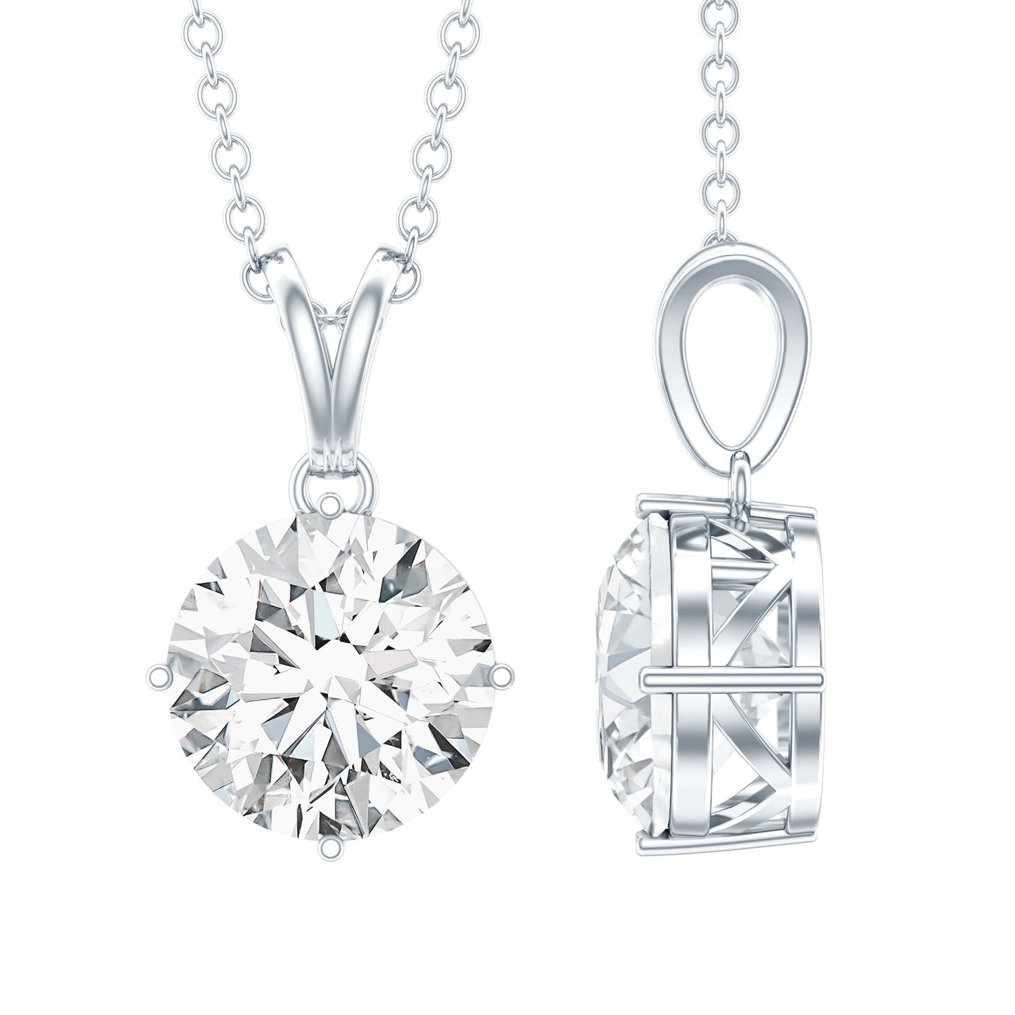 2 Carat Round Cubic Zirconia Solitaire Pendant Necklace