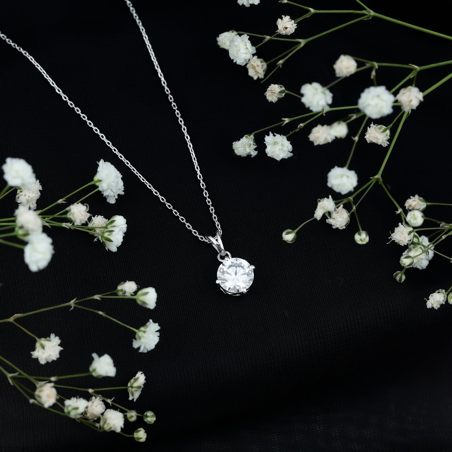 2 Carat Round Cubic Zirconia Solitaire Pendant Necklace
