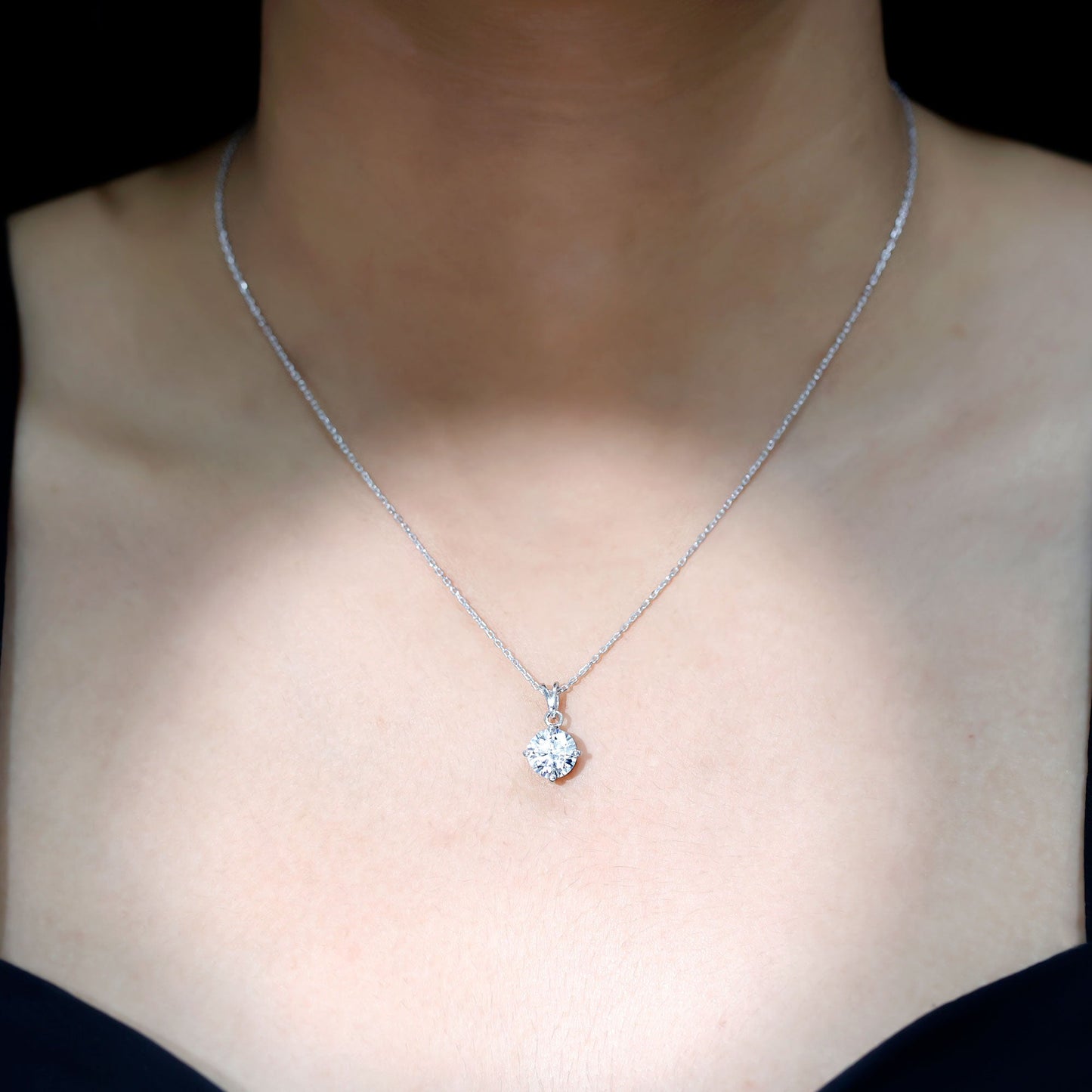 2 Carat Round Cubic Zirconia Solitaire Pendant Necklace