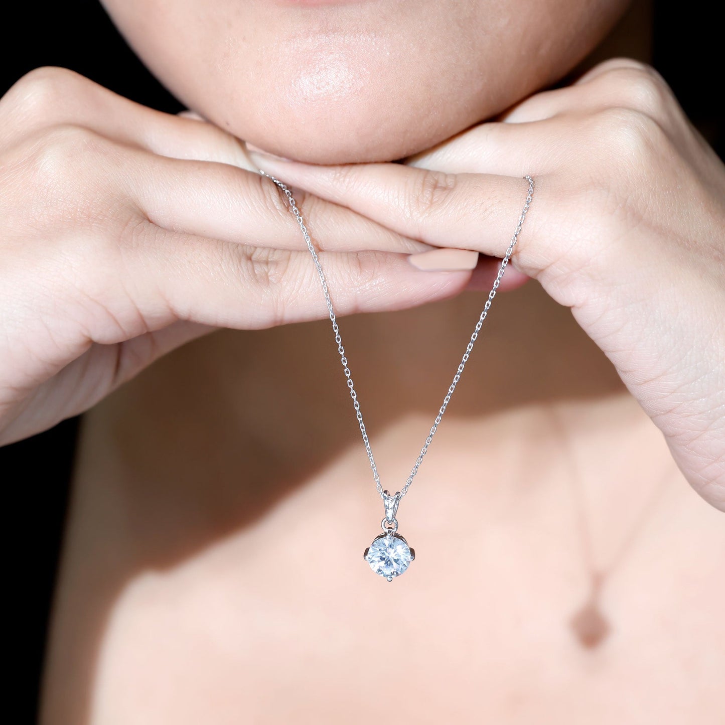 2 Carat Round Cubic Zirconia Solitaire Pendant Necklace