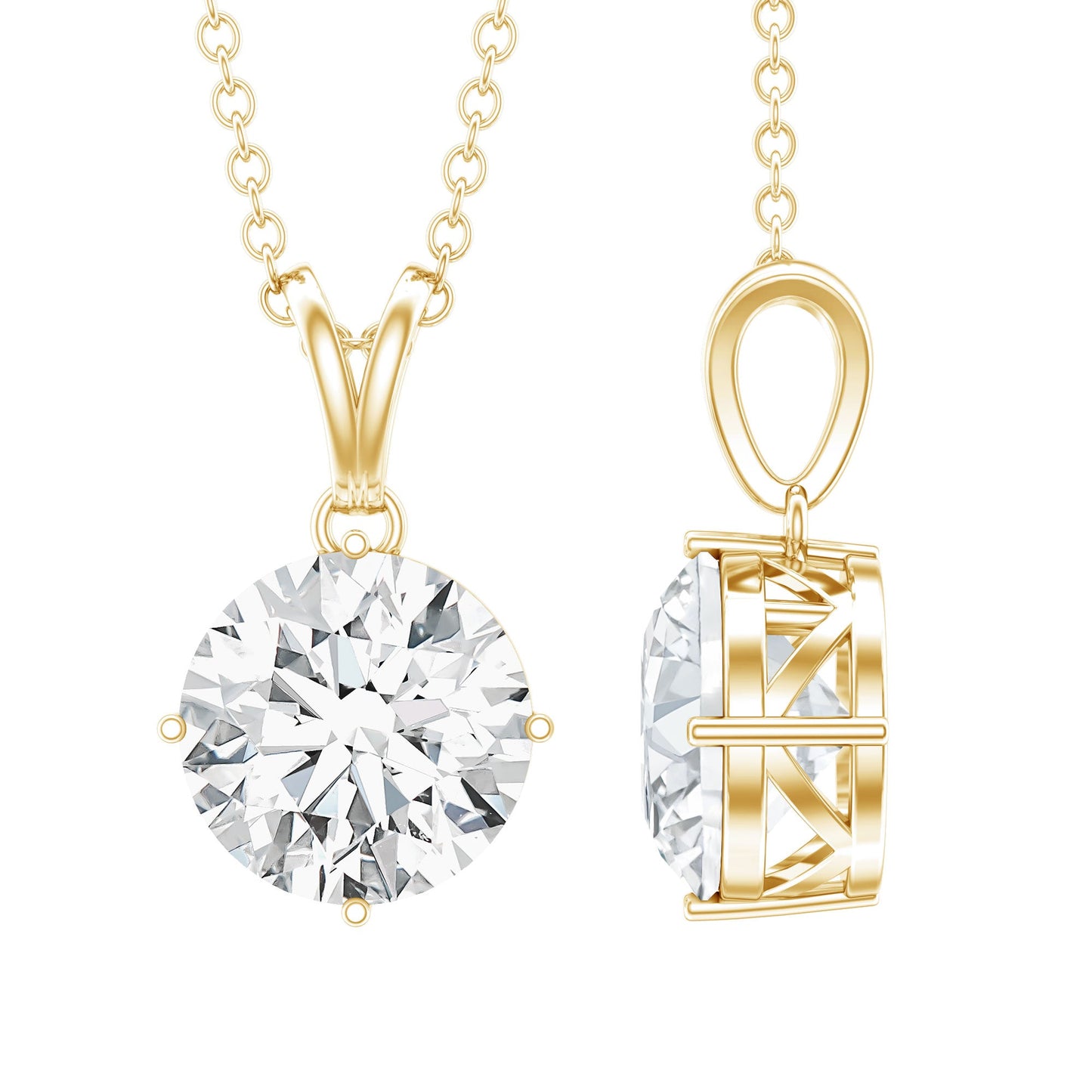 2 Carat Round Cubic Zirconia Solitaire Pendant Necklace
