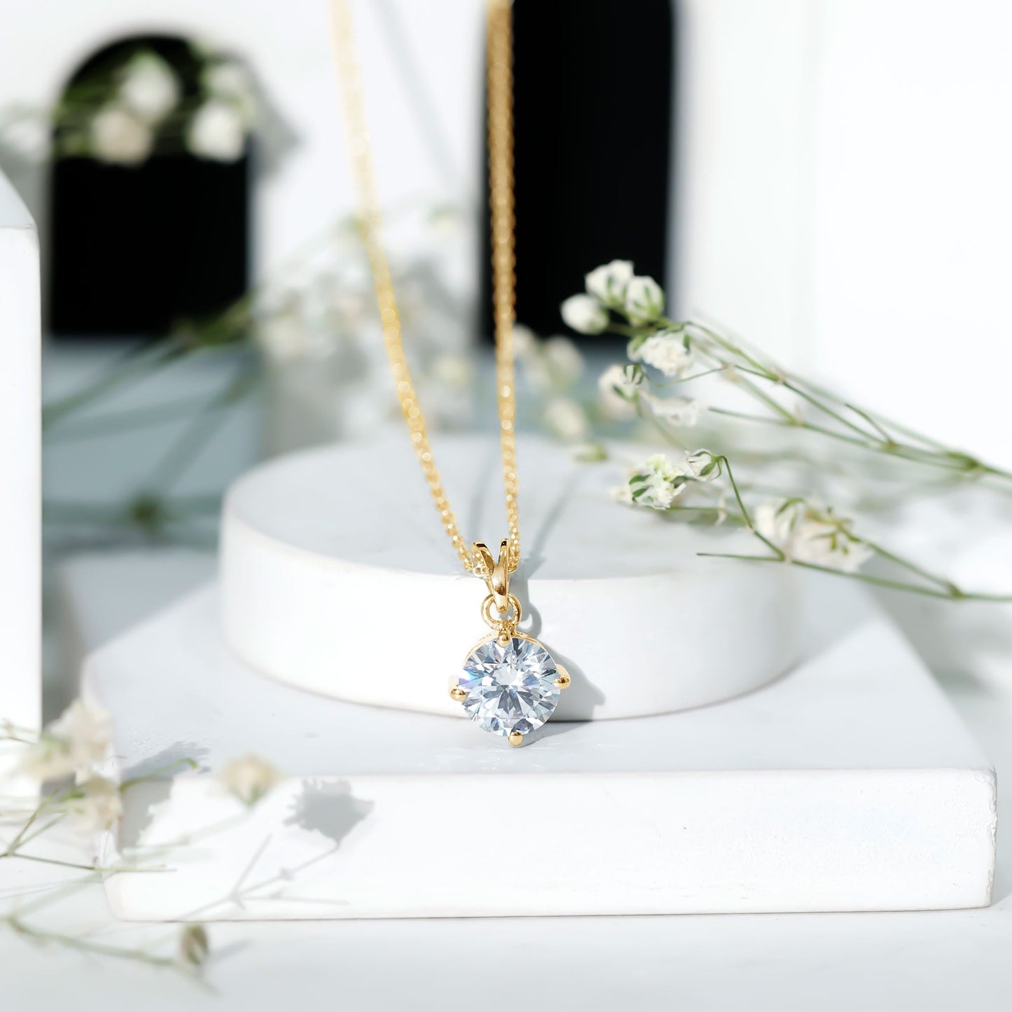 2 Carat Round Cubic Zirconia Solitaire Pendant Necklace