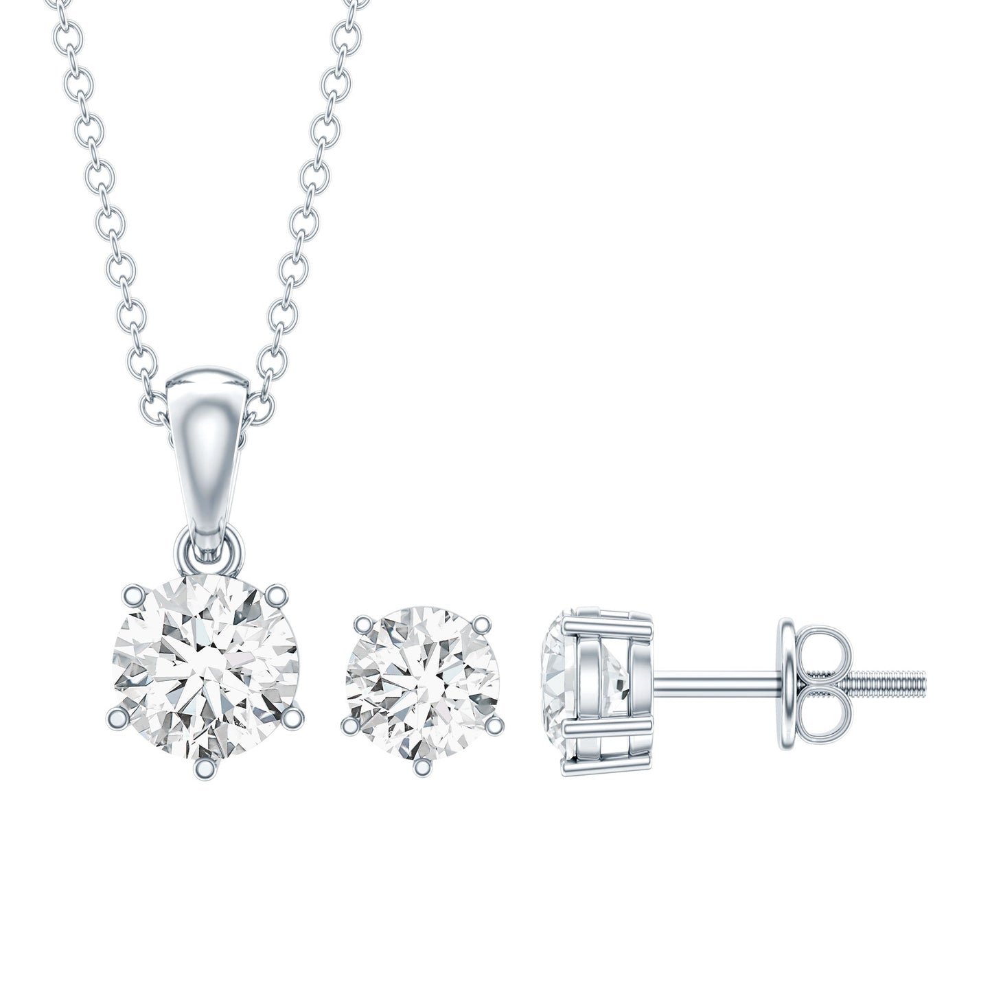 2 CT Zircon Solitaire Pendant and Earrings Set