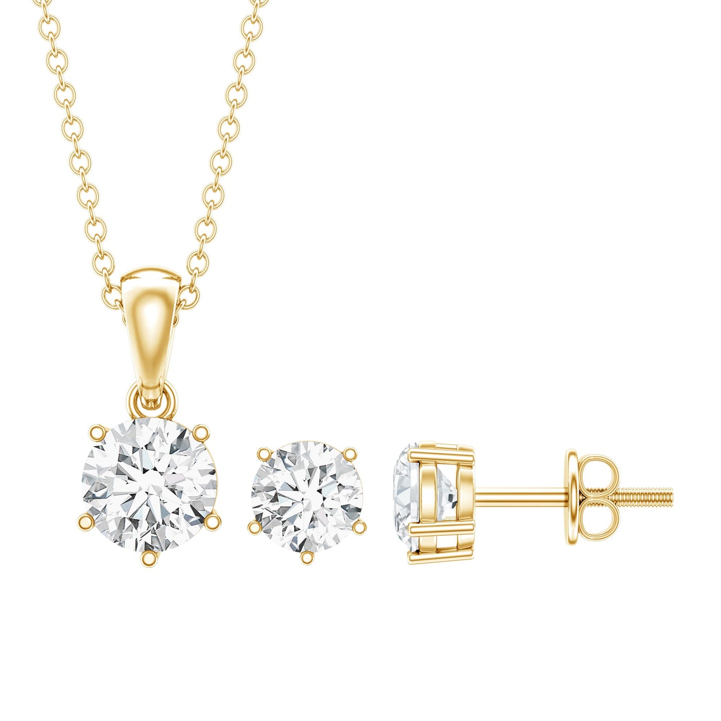 2 CT Zircon Solitaire Pendant and Earrings Set