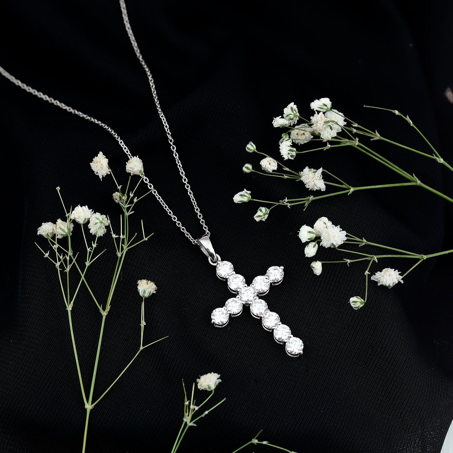 Certified Zircon Simple Cross Pendant Necklace