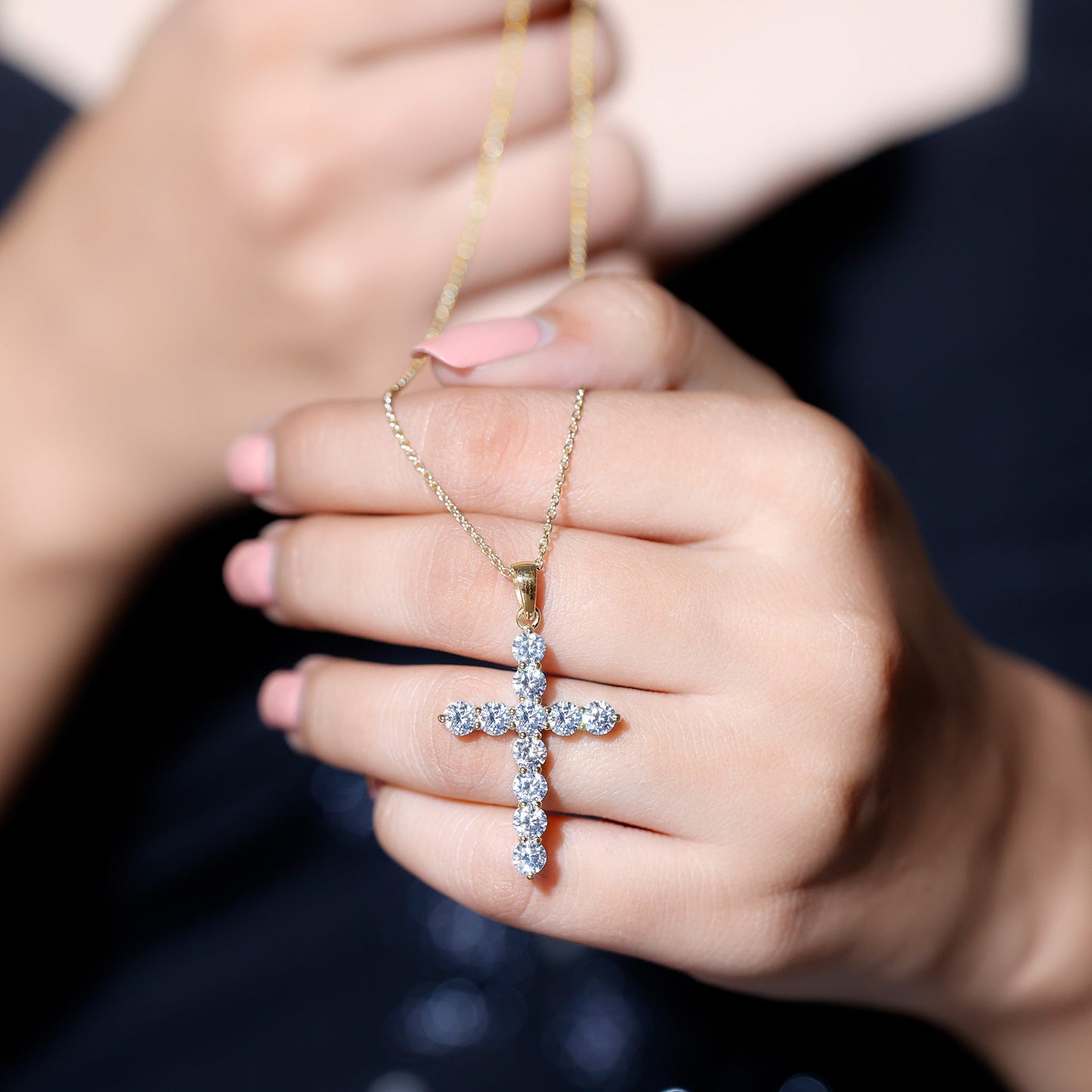Certified Zircon Simple Cross Pendant Necklace
