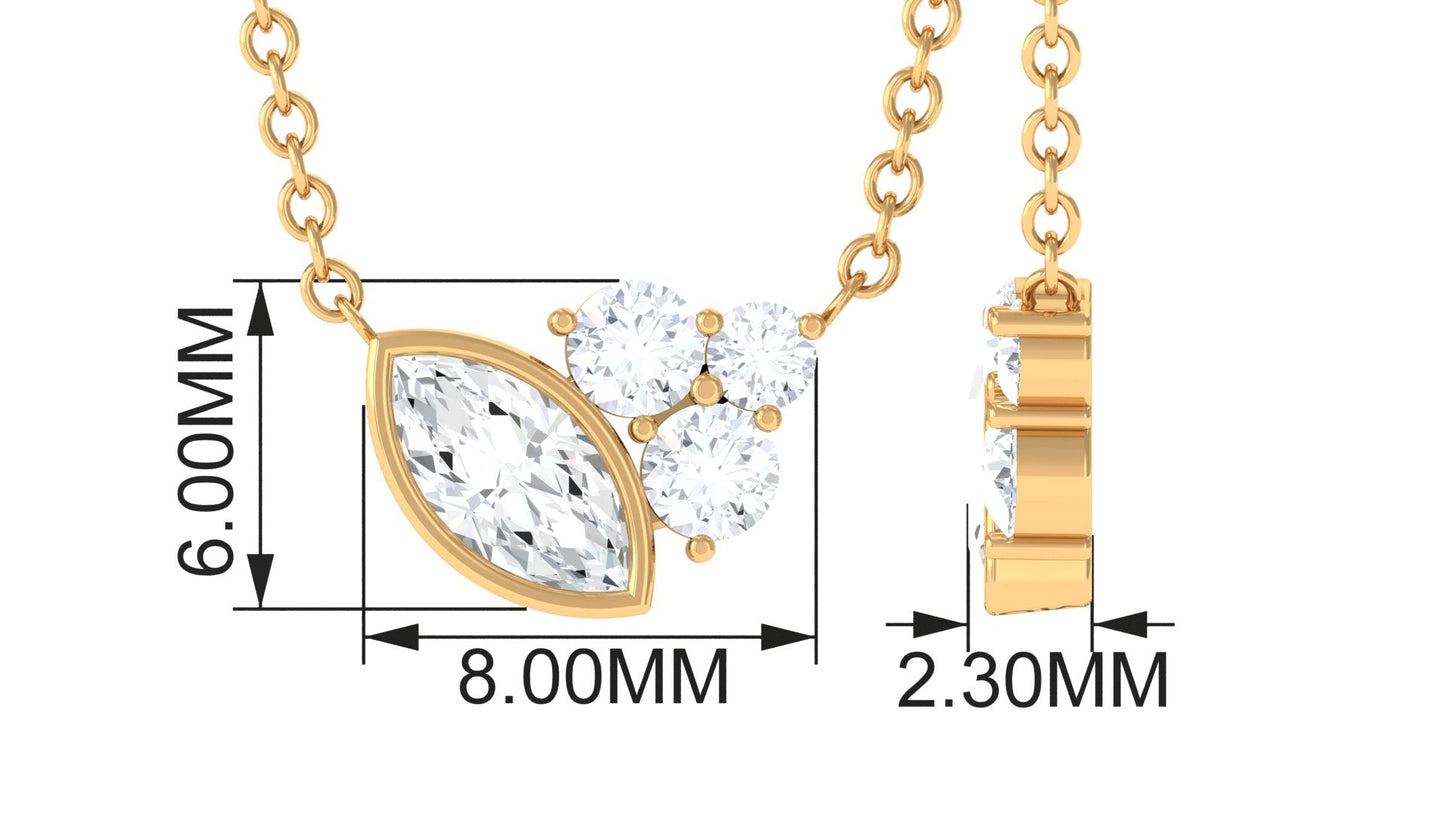 Certified Cubic Zirconia Minimalist Cluster Necklace