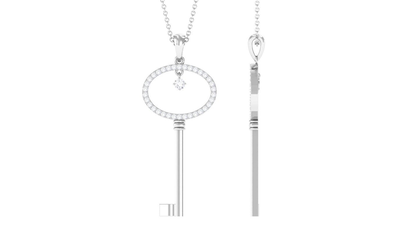 Moissanite Key Drop Pendant Necklace