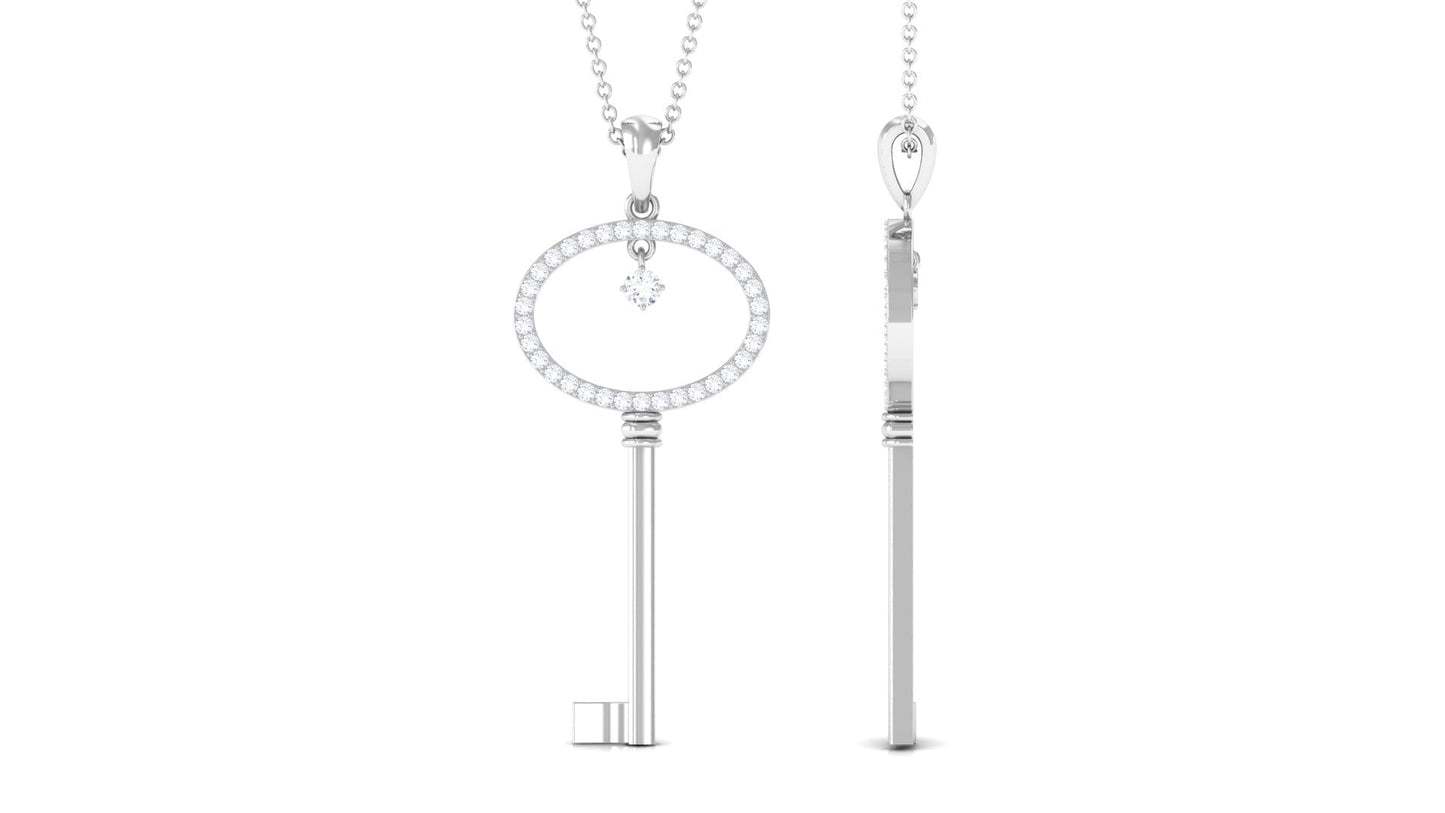Moissanite Key Drop Pendant Necklace