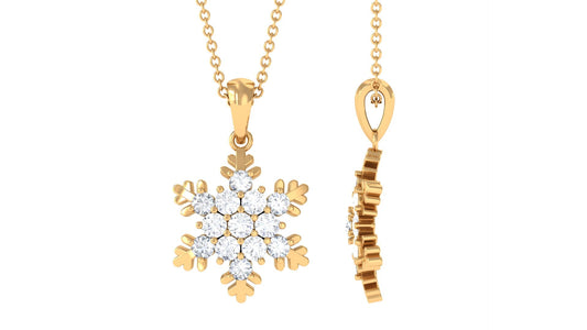 Certified Moissanite Snowflake Pendant Necklace