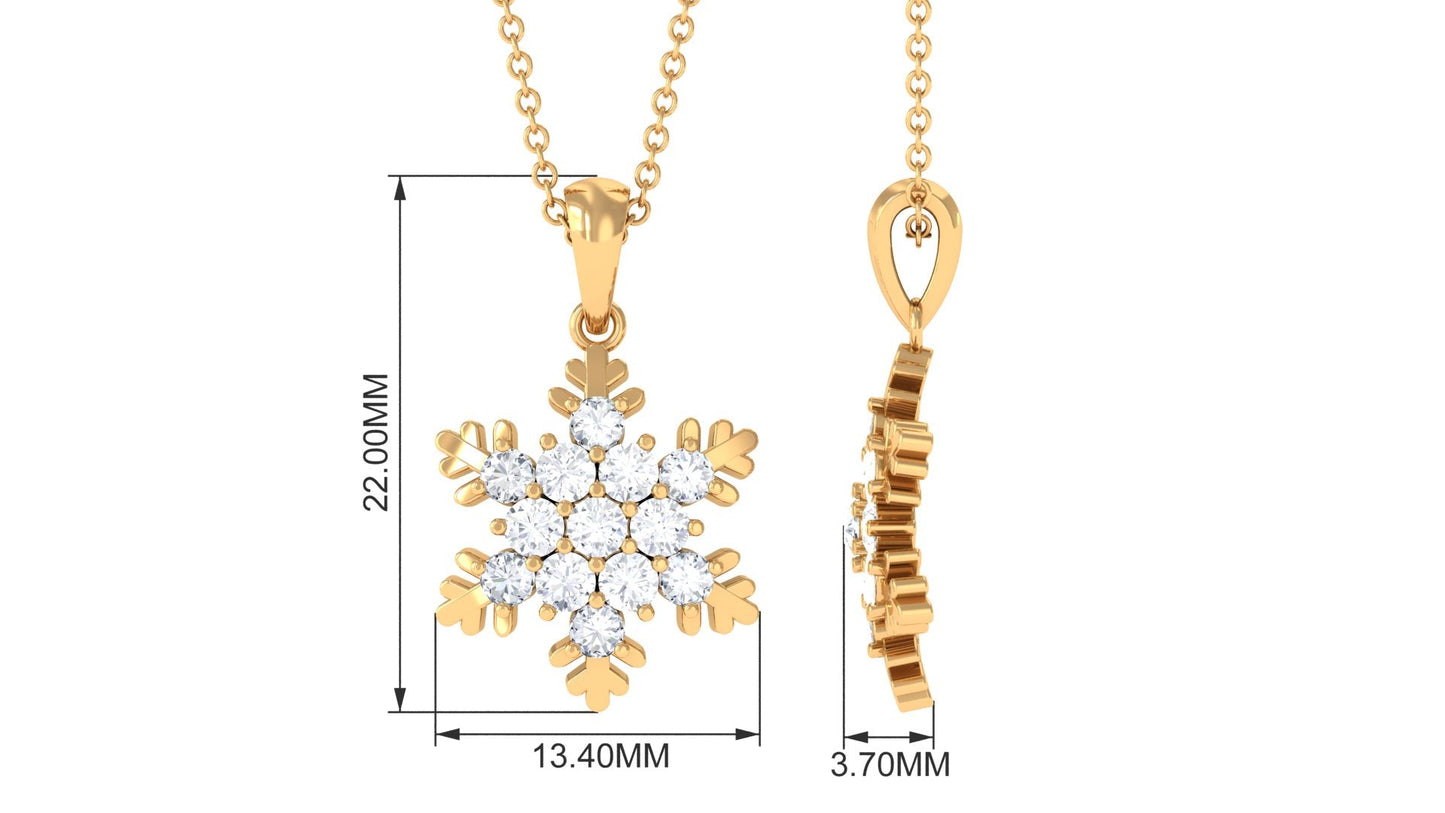 Certified Moissanite Snowflake Pendant Necklace