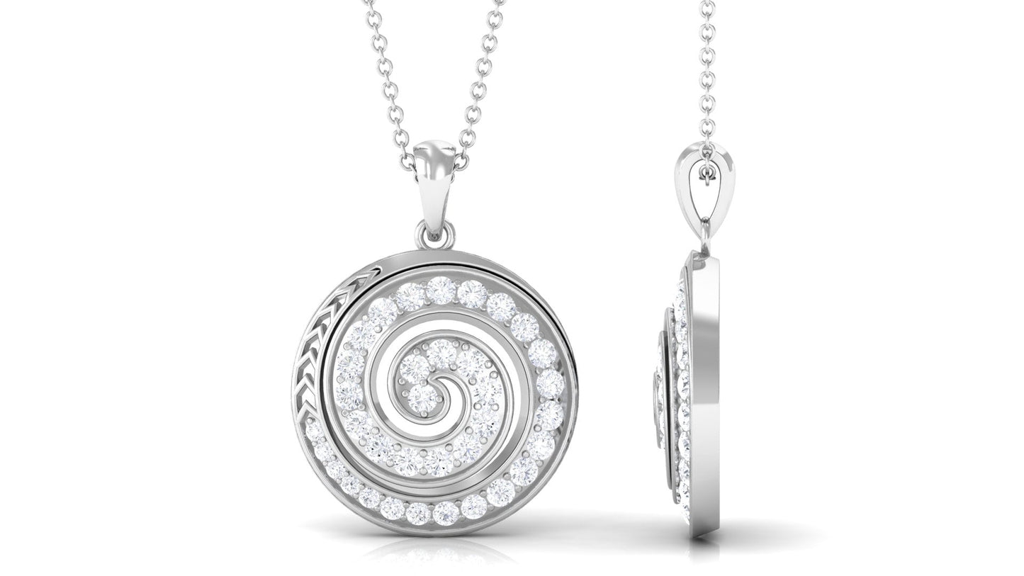 1.25 CT Round Cut Moissanite Swirl Pendant in Gold