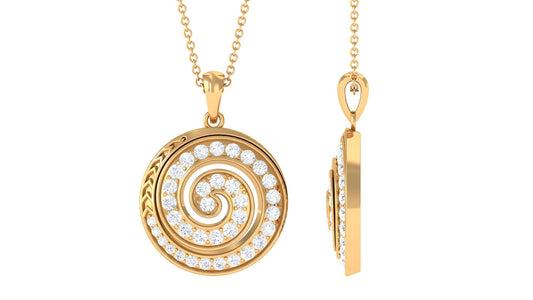1.25 CT Round Cut Moissanite Swirl Pendant in Gold