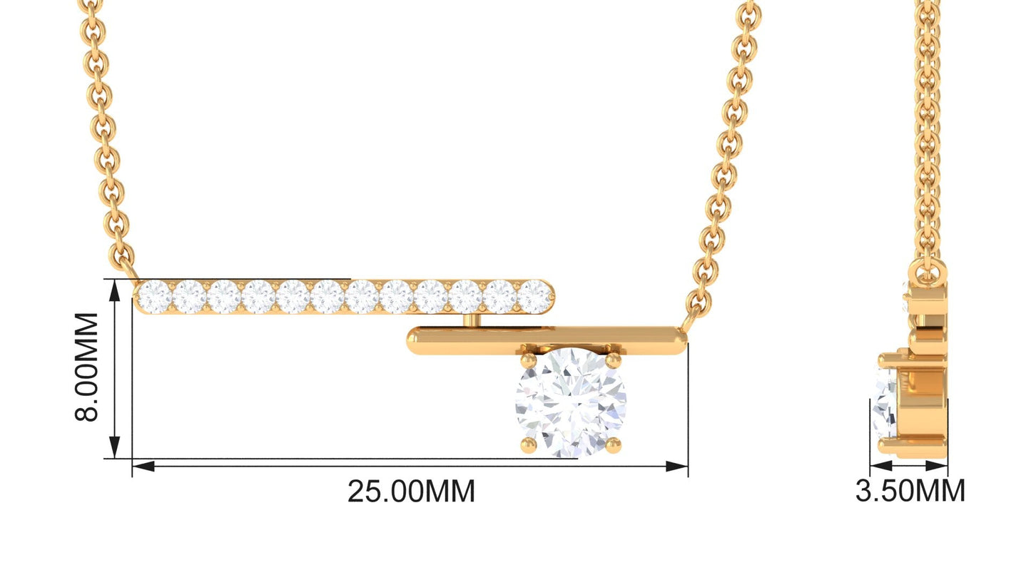 3/4 CT Certified Moissanite Contemporary Bar Necklace