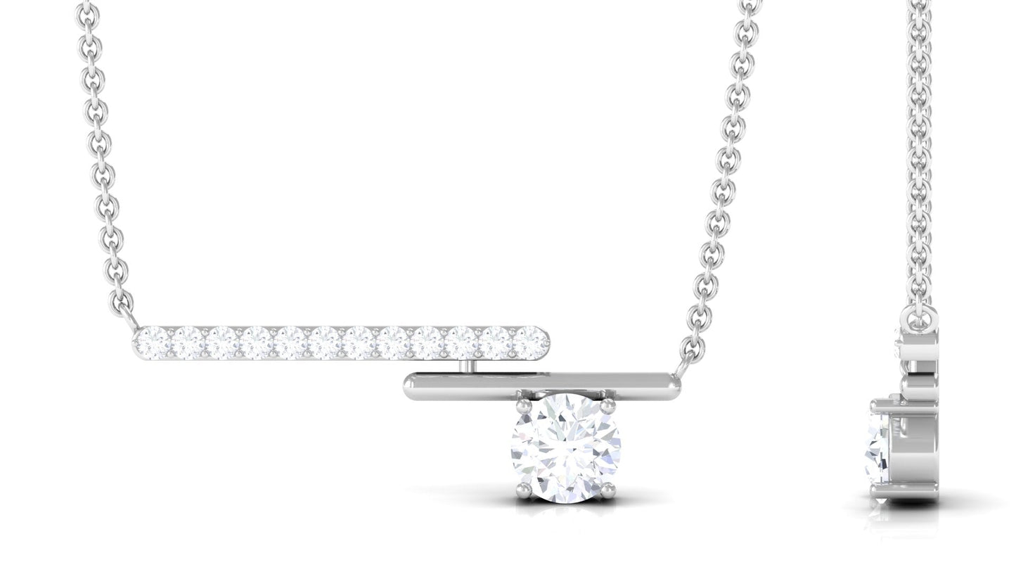 3/4 CT Certified Moissanite Contemporary Bar Necklace