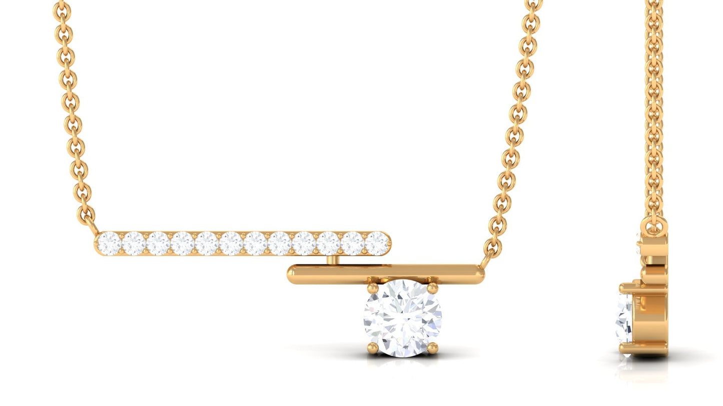 3/4 CT Certified Moissanite Contemporary Bar Necklace
