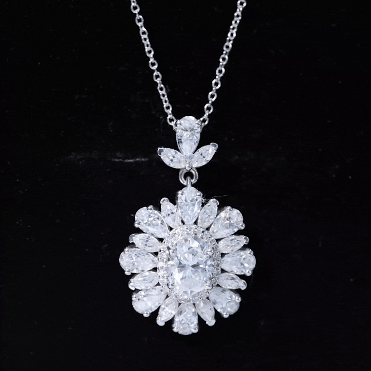 Certified Oval Moissanite Bridal Pendant Necklace