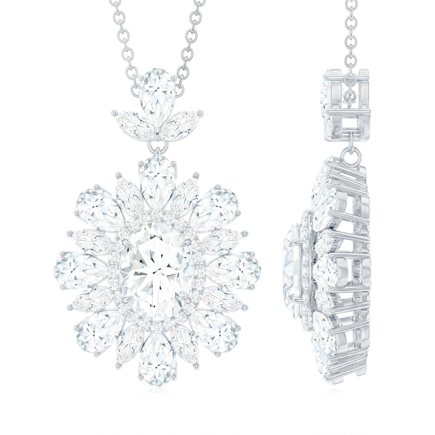 Certified Oval Moissanite Bridal Pendant Necklace