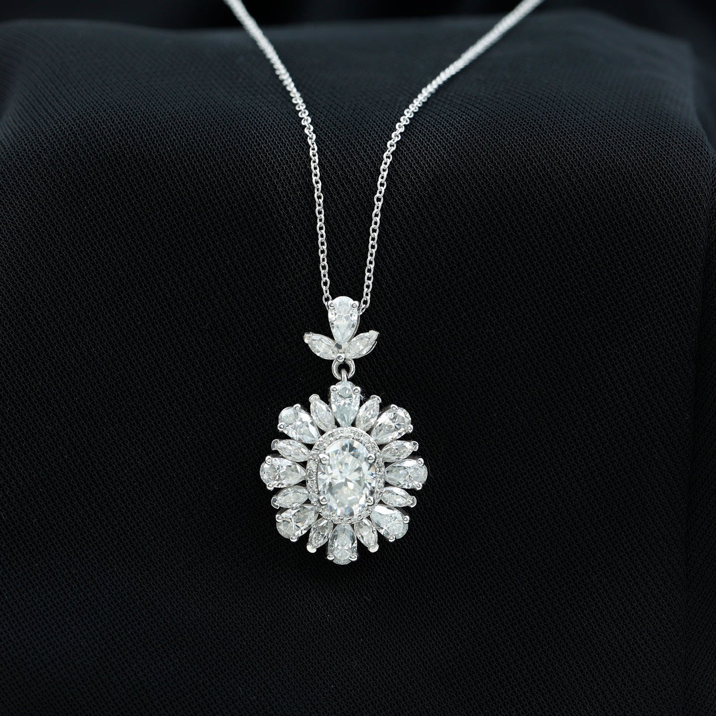 Certified Oval Moissanite Bridal Pendant Necklace