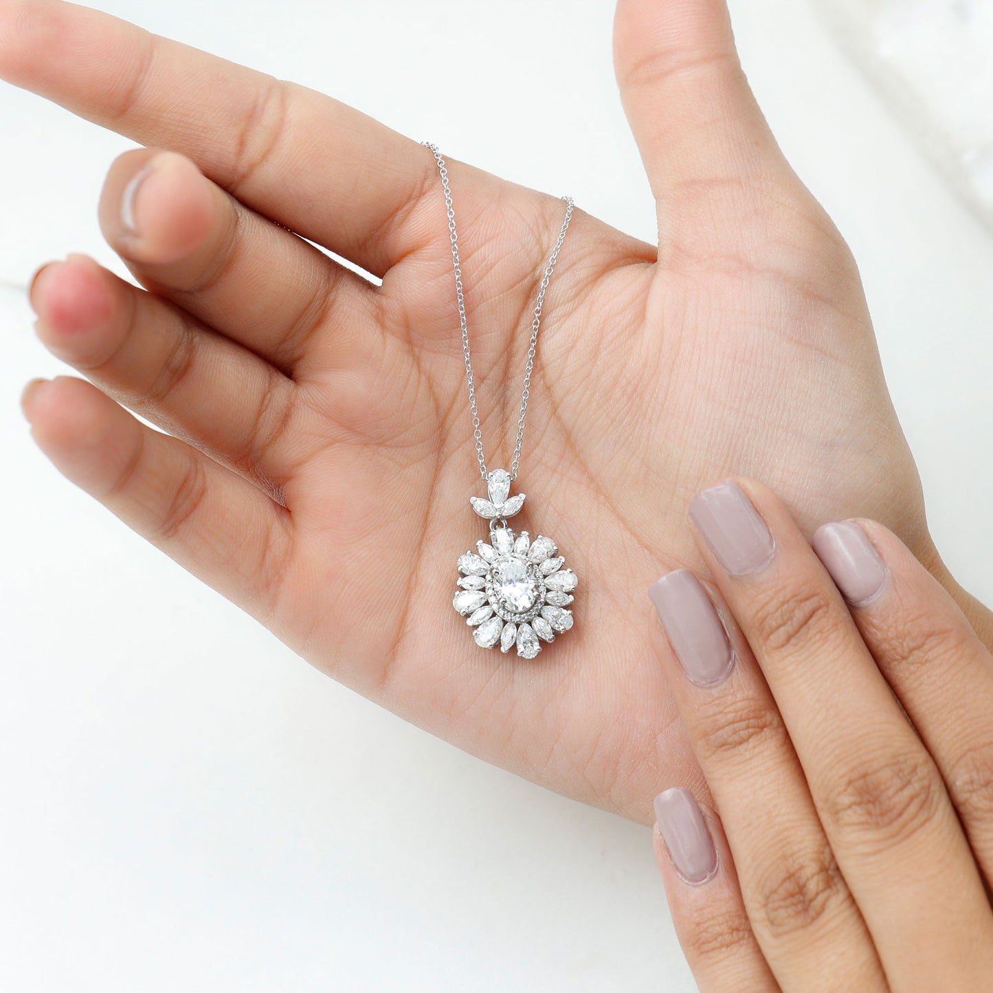 Certified Oval Moissanite Bridal Pendant Necklace