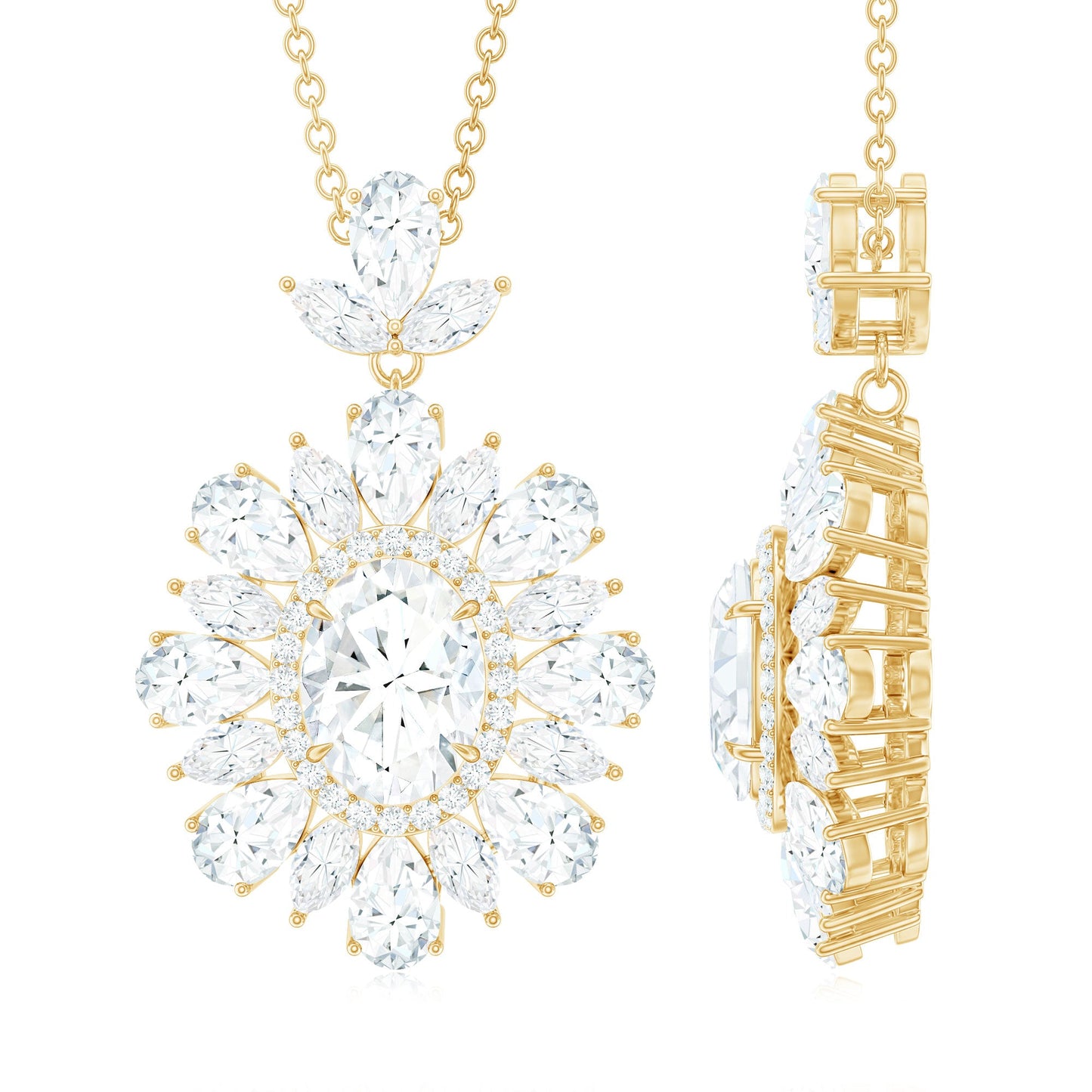 Certified Oval Moissanite Bridal Pendant Necklace