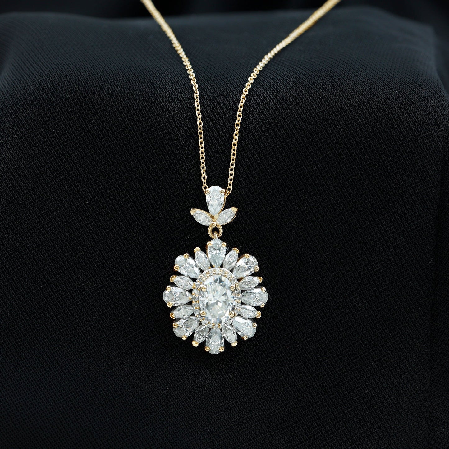 Certified Oval Moissanite Bridal Pendant Necklace