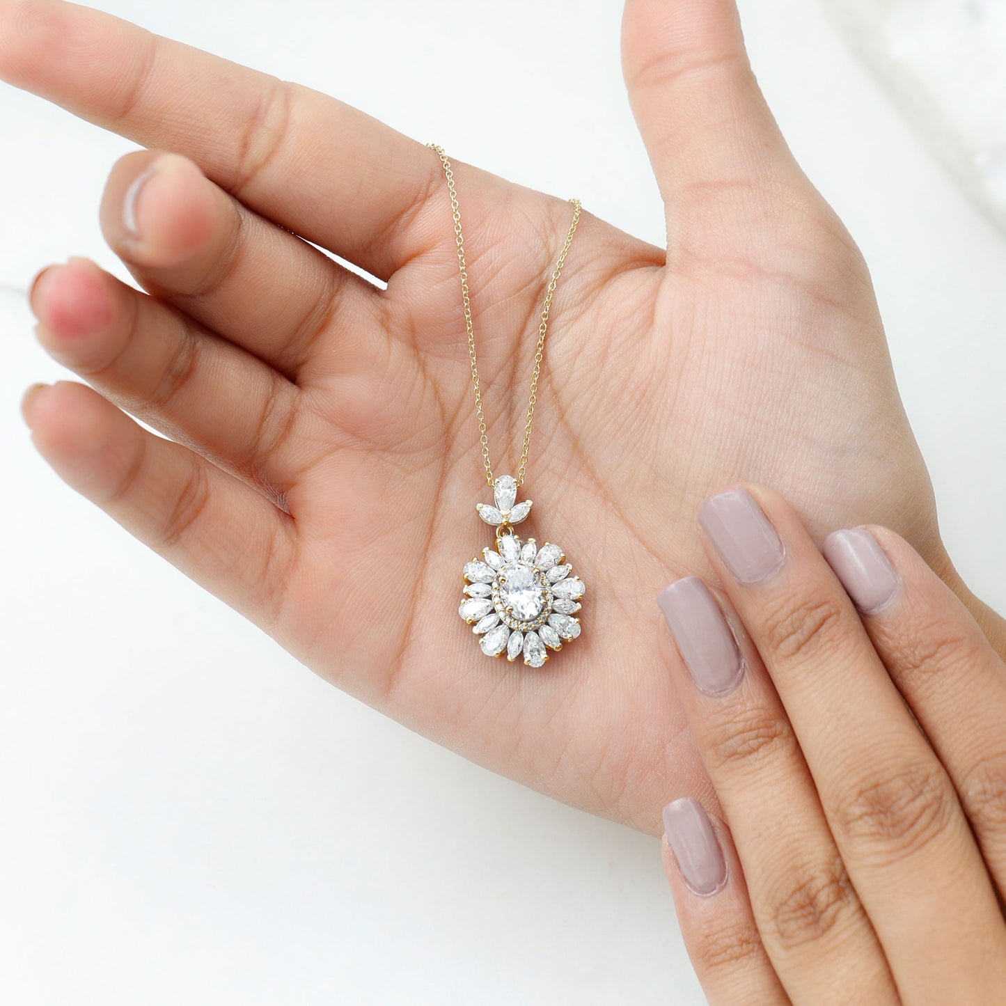 Certified Oval Moissanite Bridal Pendant Necklace