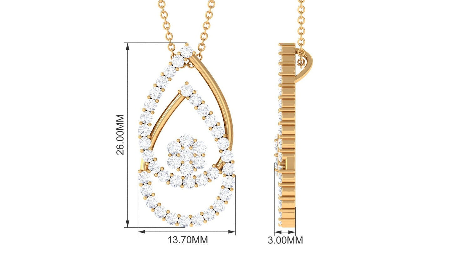 2.5 CT Moissanite Floral Teardrop Pendant in Prong Setting