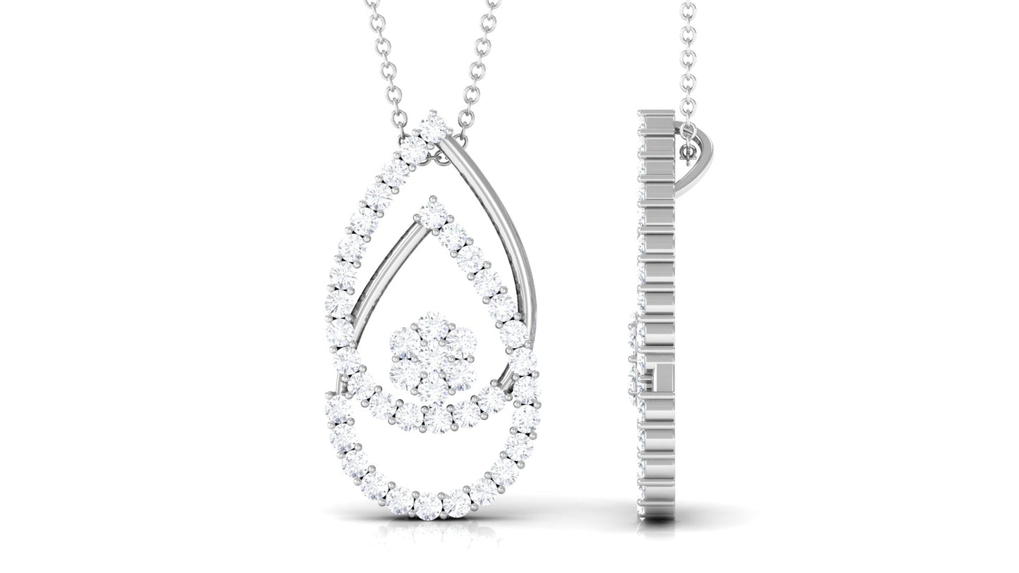 2.5 CT Moissanite Floral Teardrop Pendant in Prong Setting