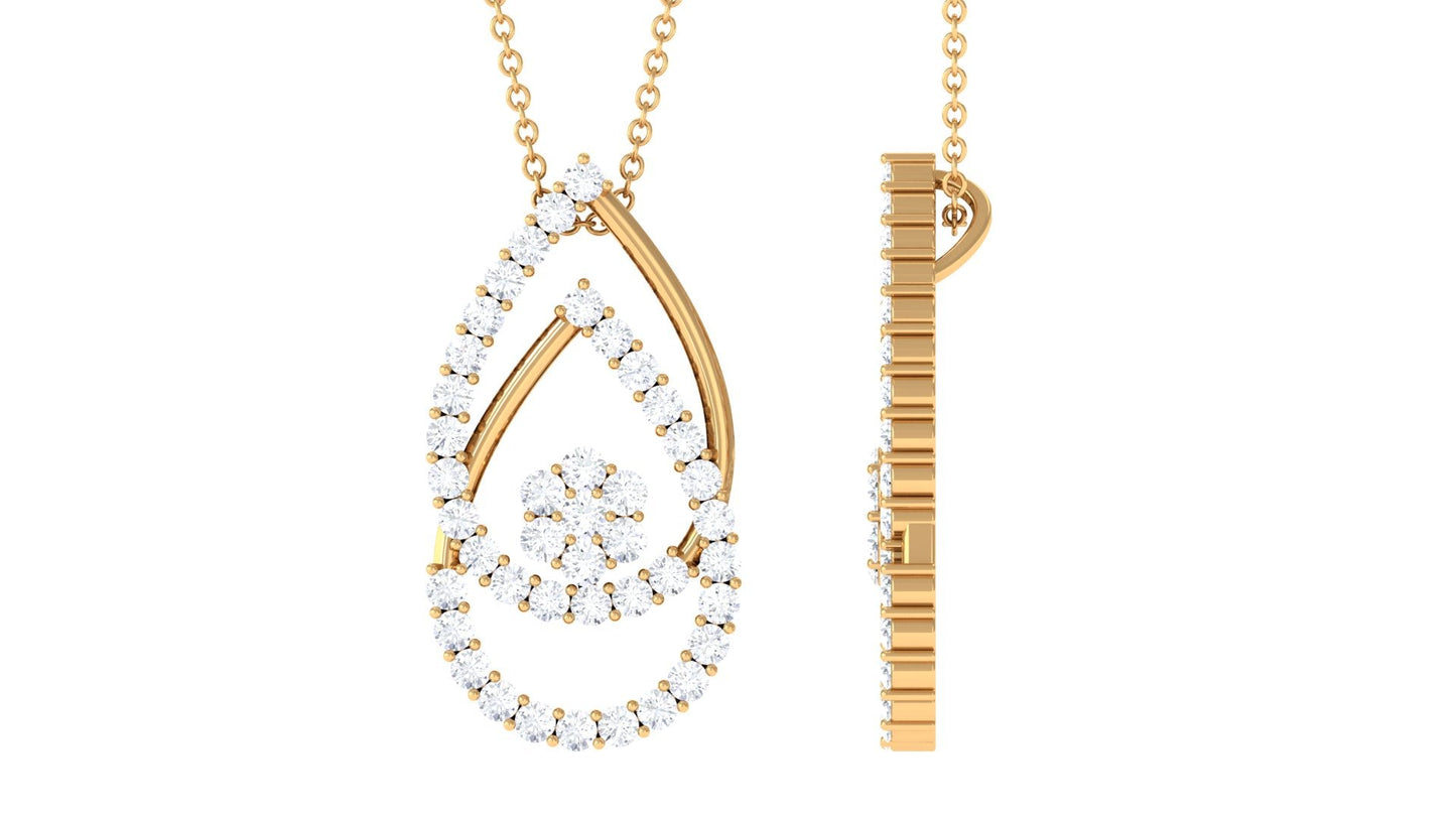 2.5 CT Moissanite Floral Teardrop Pendant in Prong Setting