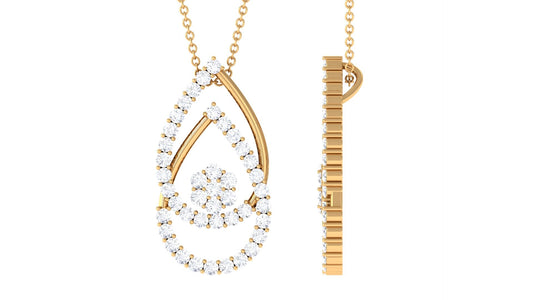 2.5 CT Moissanite Floral Teardrop Pendant in Prong Setting