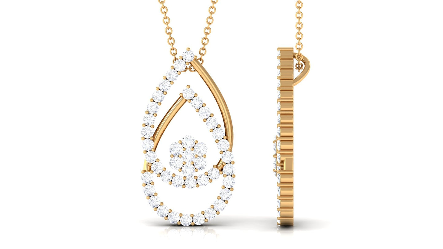 2.5 CT Moissanite Floral Teardrop Pendant in Prong Setting